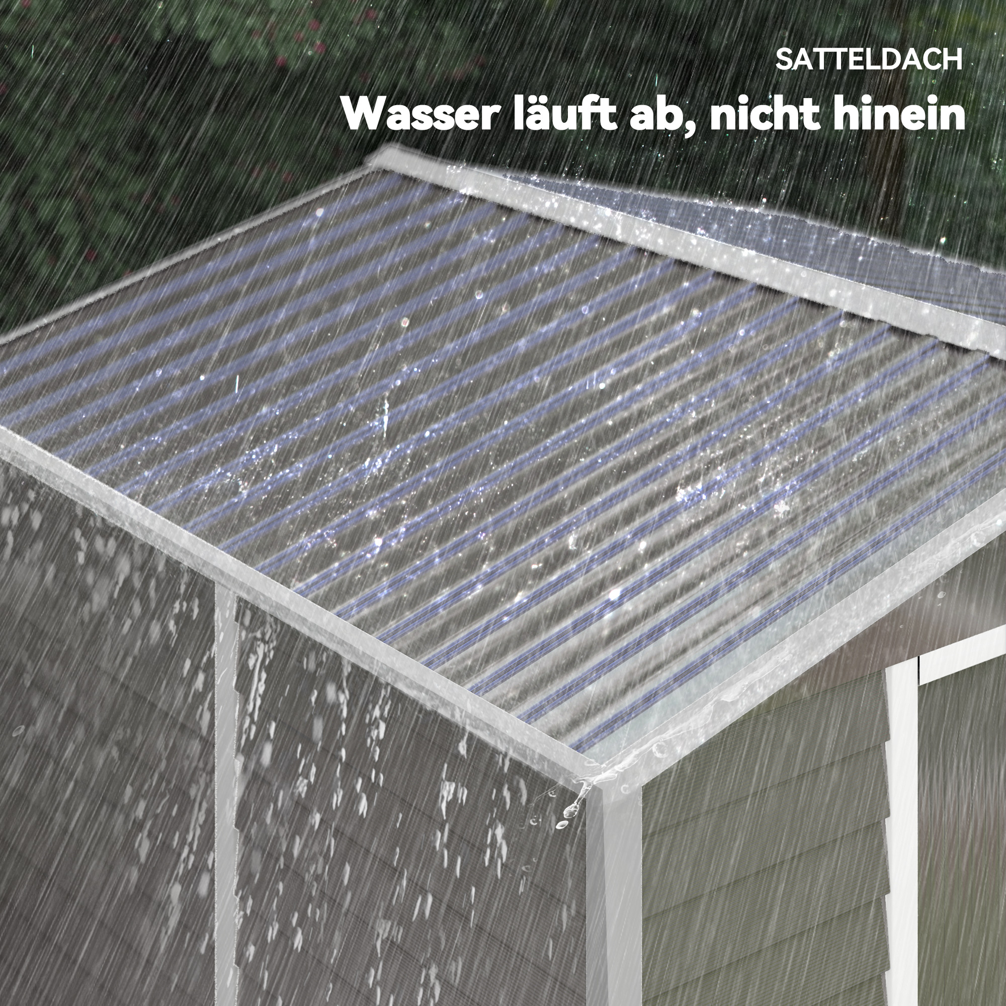 Geräteschuppen, aus Metall, wetterfest & rostfrei, abschließbar,  2,40 x 2,06 x 1,98 m, Hellgrau
