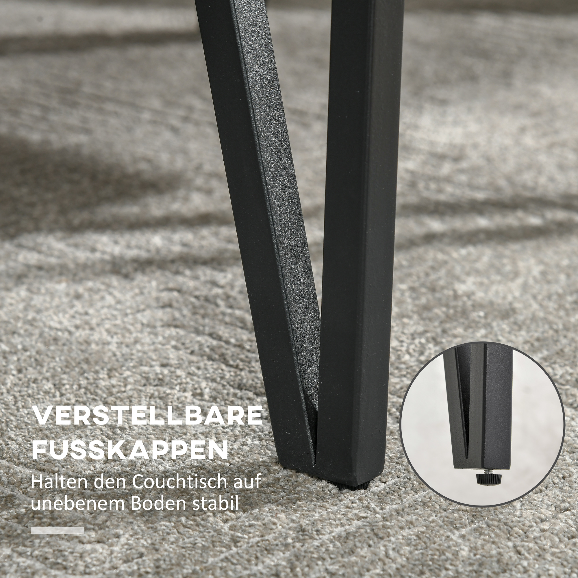 Couchtisch im Industriedesign 105 cm x 60 cm x 42 cm Schwarz + Braun