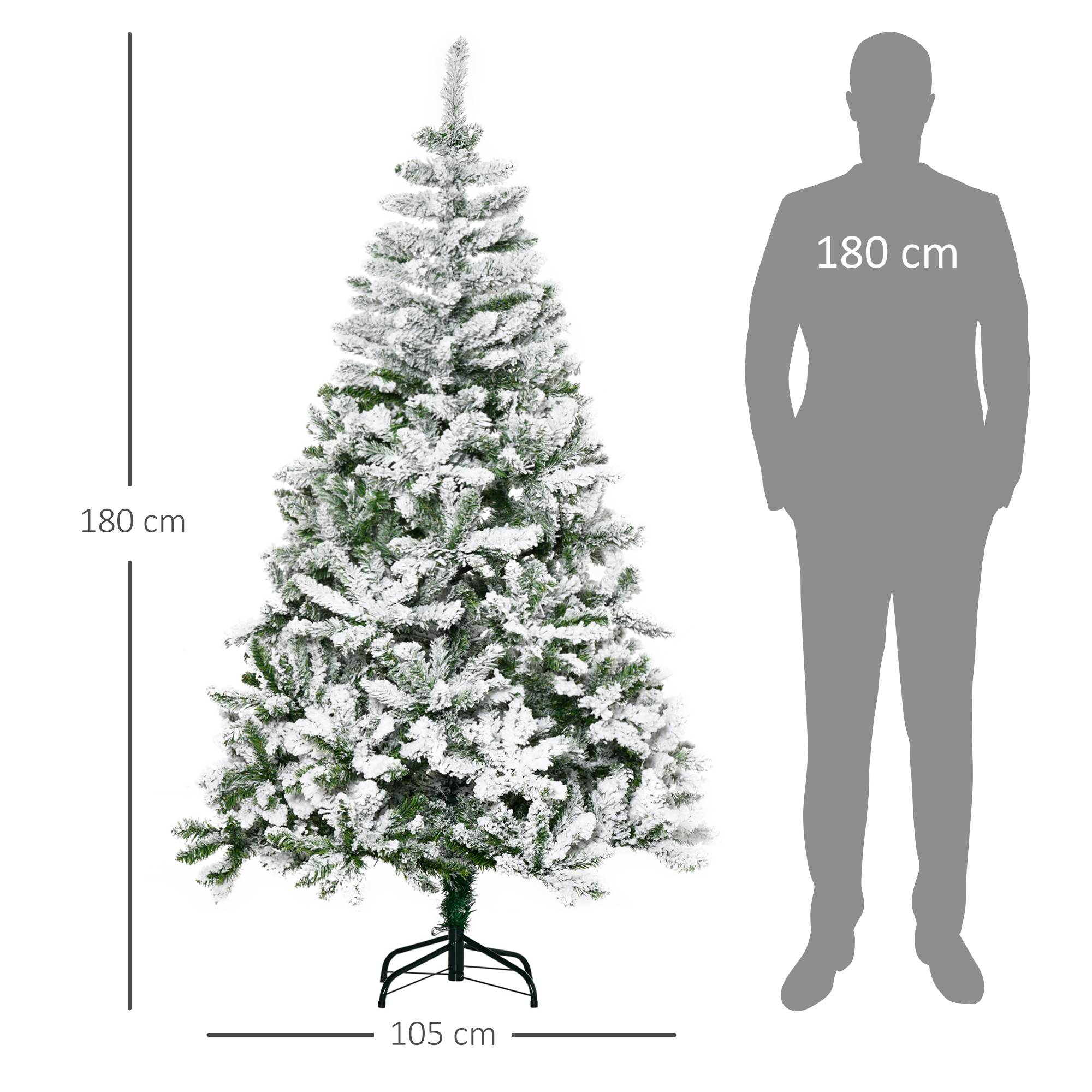 Weihnachtsbaum, Schnee-Effekt, flammenhemmend, Scharnierkonstruktion, Grün/Weiß