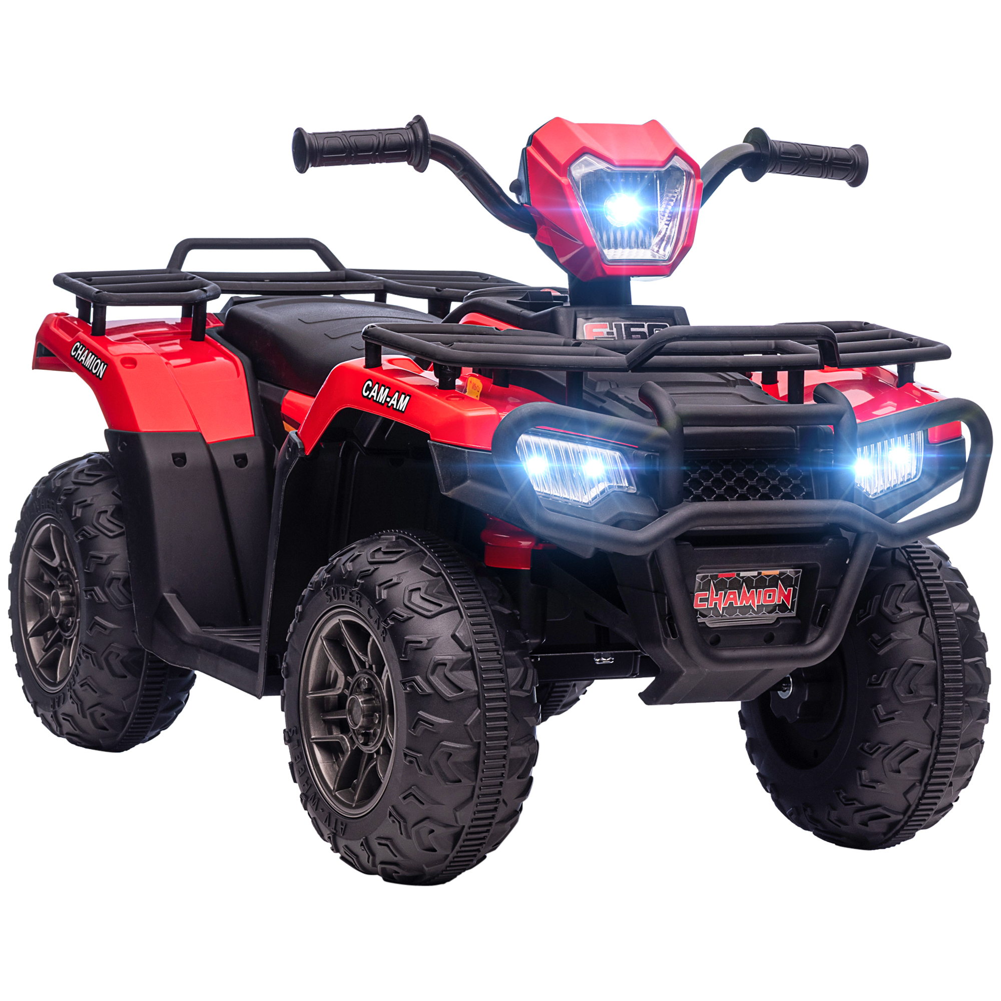 Kinderquad, max, 4 km/h, ab 3 Jahren, LED-Scheinwerfer, Musikanschluss, schwarz+rot 88 x 45 x 50 cm