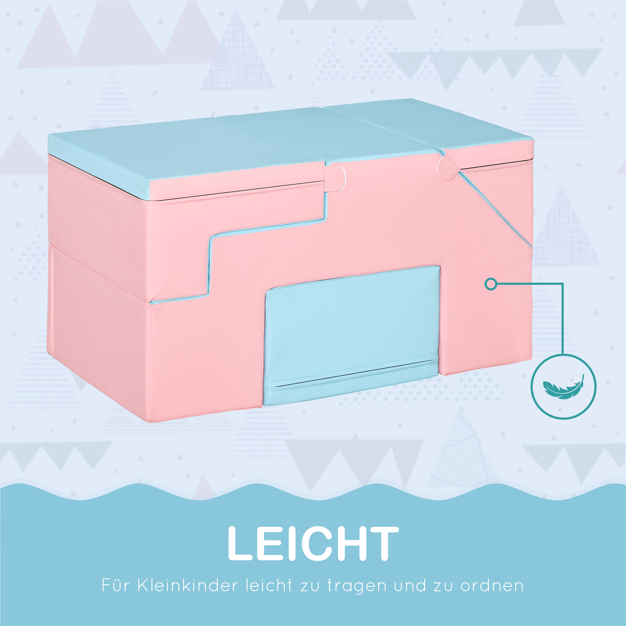 Kletter- und Rutschspielzeug für Kinder, fördert Motorik, Kunstleder, EPE-Schaum, 86x49x47 cm, Rosa+Blau