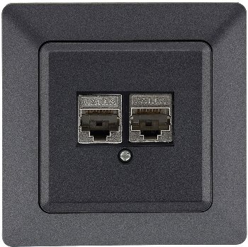 MILOS Netzwerk-Dose 2x CAT6, inkl. Rahmen, UP, Anthrazit