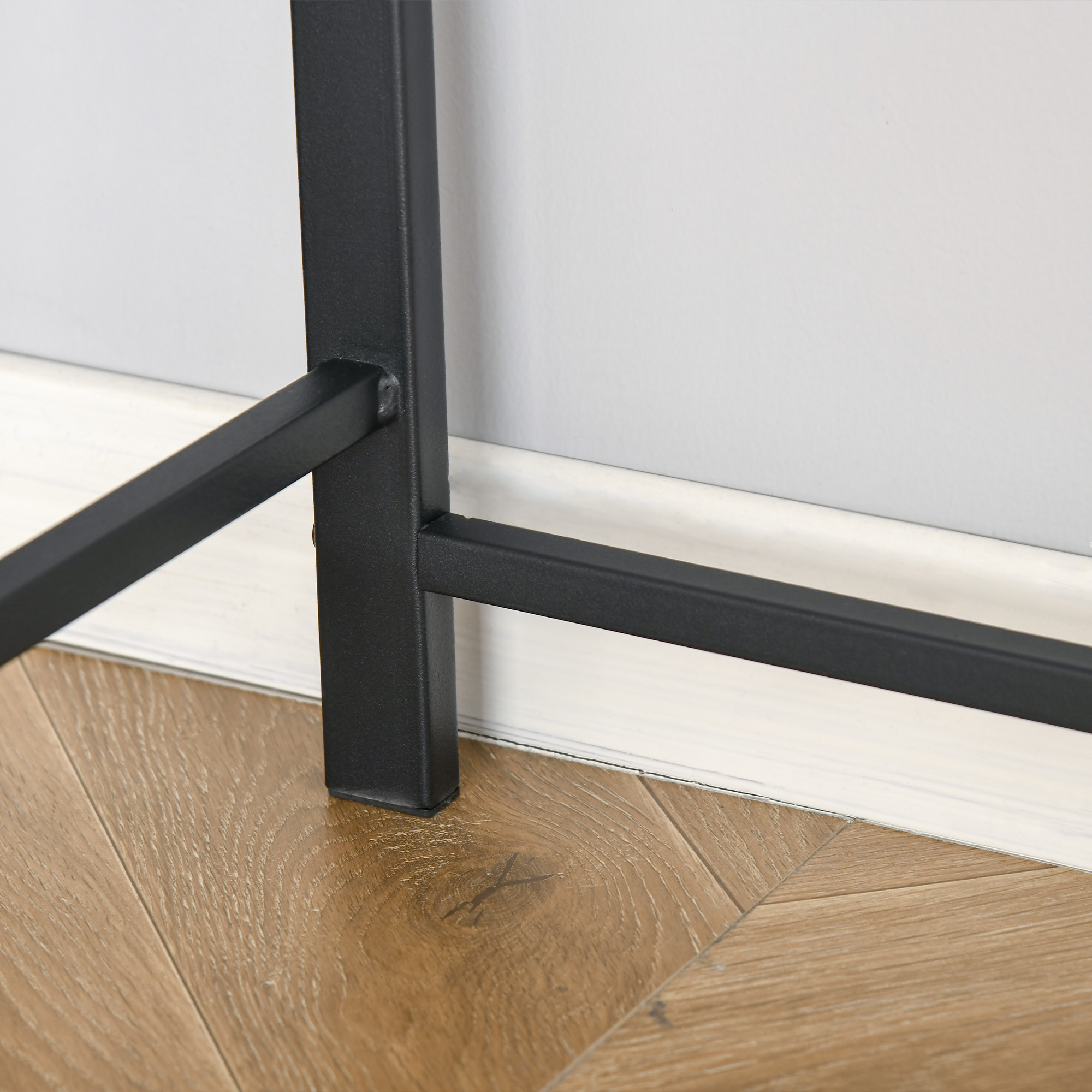 Schreibtisch, Computertisch mit Ablage und Kabel Management, moderner Schreibtisch mit Metallgestell für Arbeitszimmer, Schlafzimmer, Home Office, 84 x 45 x 85 cm, Walnuss+Schwarz