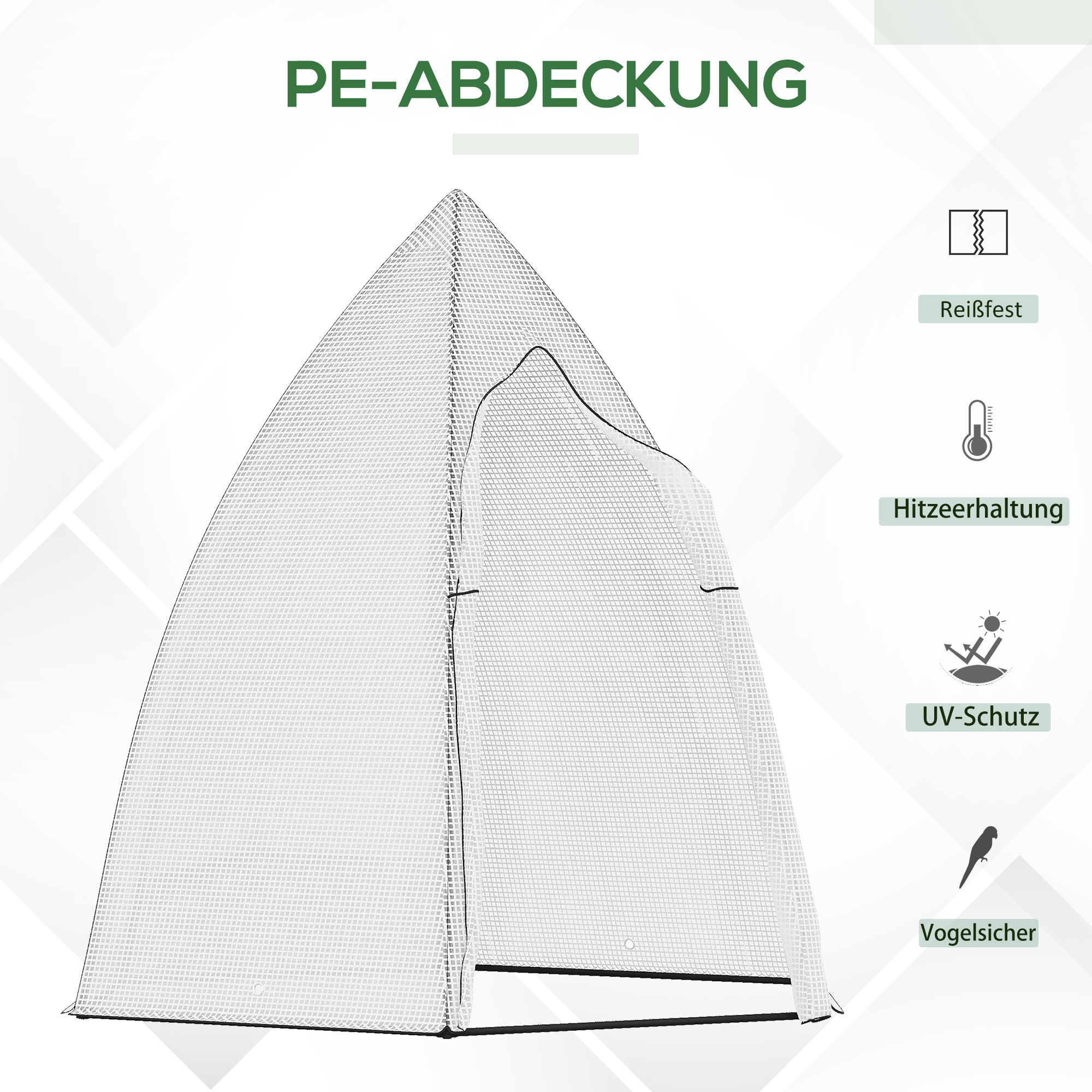 Mini Gewächshaus Überwinterungszelt für Pflanzen mit Rolltür Garten Balkon Winterschutz Weiß 160 x 140 x 180 cm