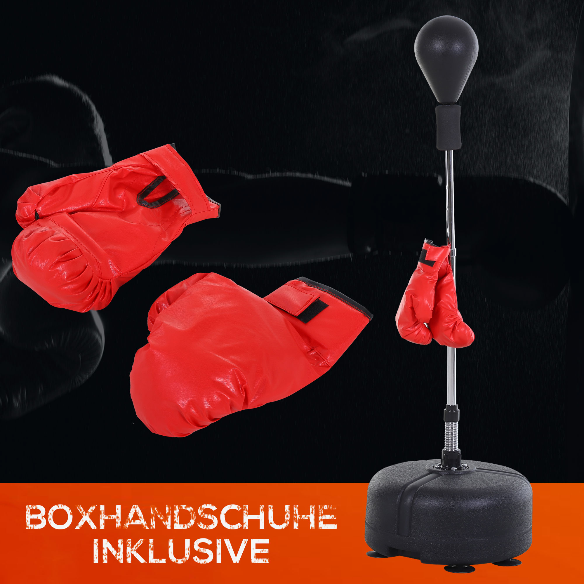 Punchingball Set Standbox Training Set 136-154 cm höhenverstellbar mit 1 paar Handschuhe Geeignet für Profis und Anfänger Schwarz
