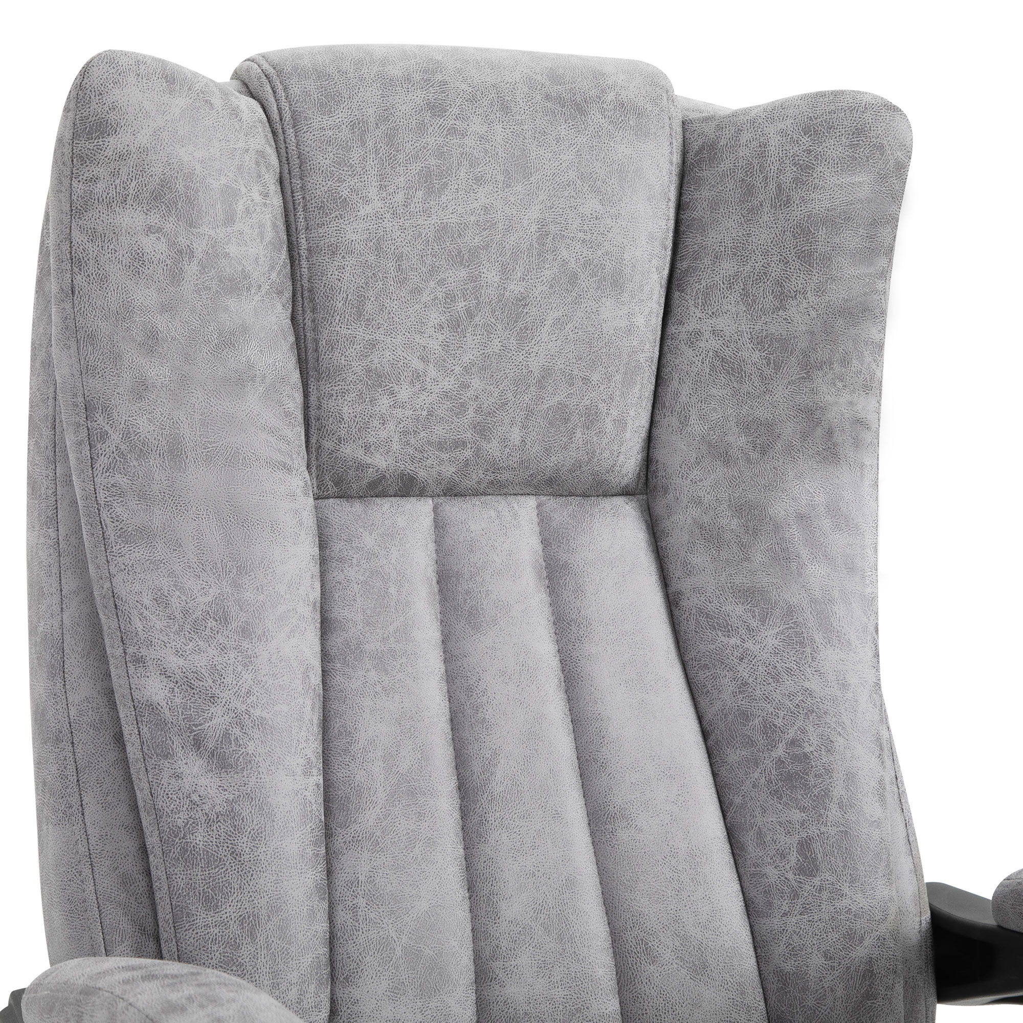 Bürostuhl mit Massagefunktion, Ergonomischer Schreibtischstuhl mit Heizfunktion, Liegefunktion, Höhenverstellbarer Drehstuhl mit Fußstütze, Seitentasche, Grau