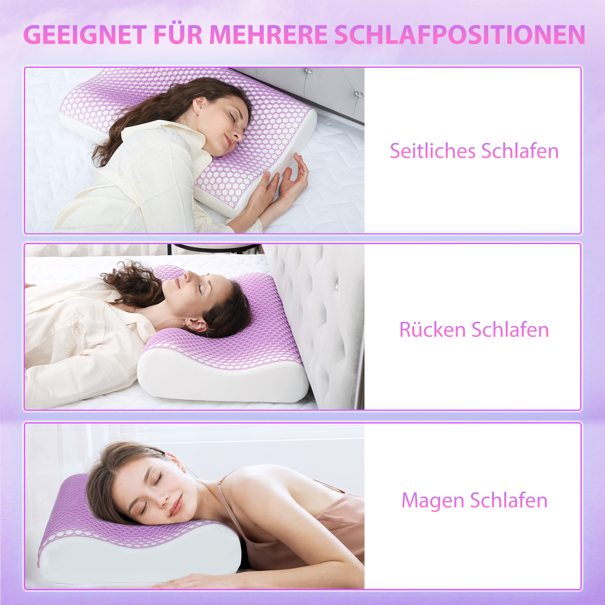 Memory Schaum Kissen Kopfkissen, Nackenstützkissen mit abnehmbarem Bezug, 2 Höhe  Ergonomische, 2S schnell reagierend