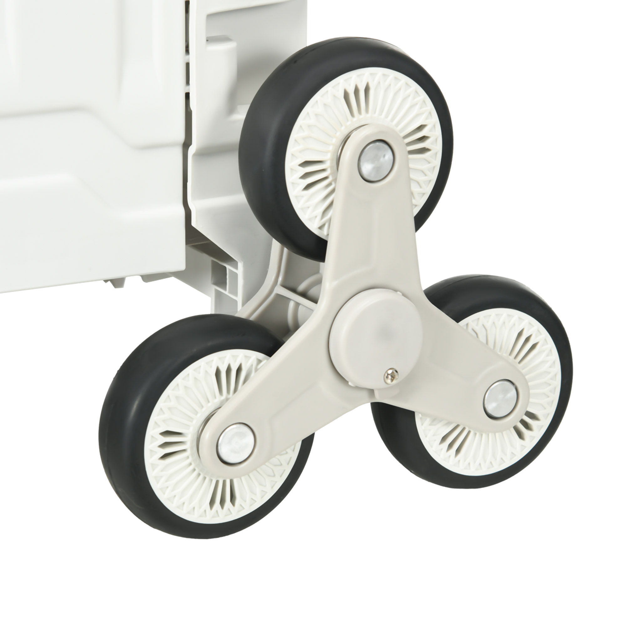 Einkaufstrolley Treppensteiger Mobile Transportbox,  klappbar, Teleskopgriff, bis max, 65 Kilo belastbar, Weiß