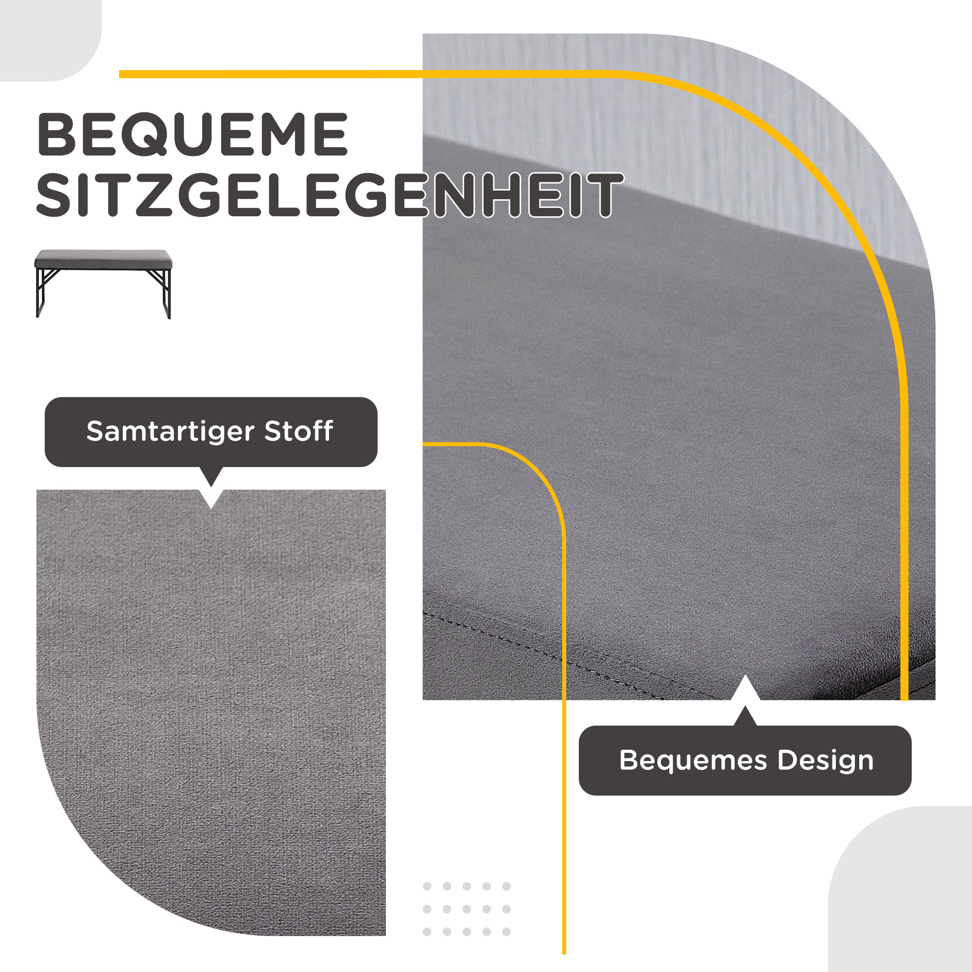 Sitzbank mit Polsterauflage, Schuhbank, Flurbank, inkl, Polster, Dunkelgrau + Schwarz