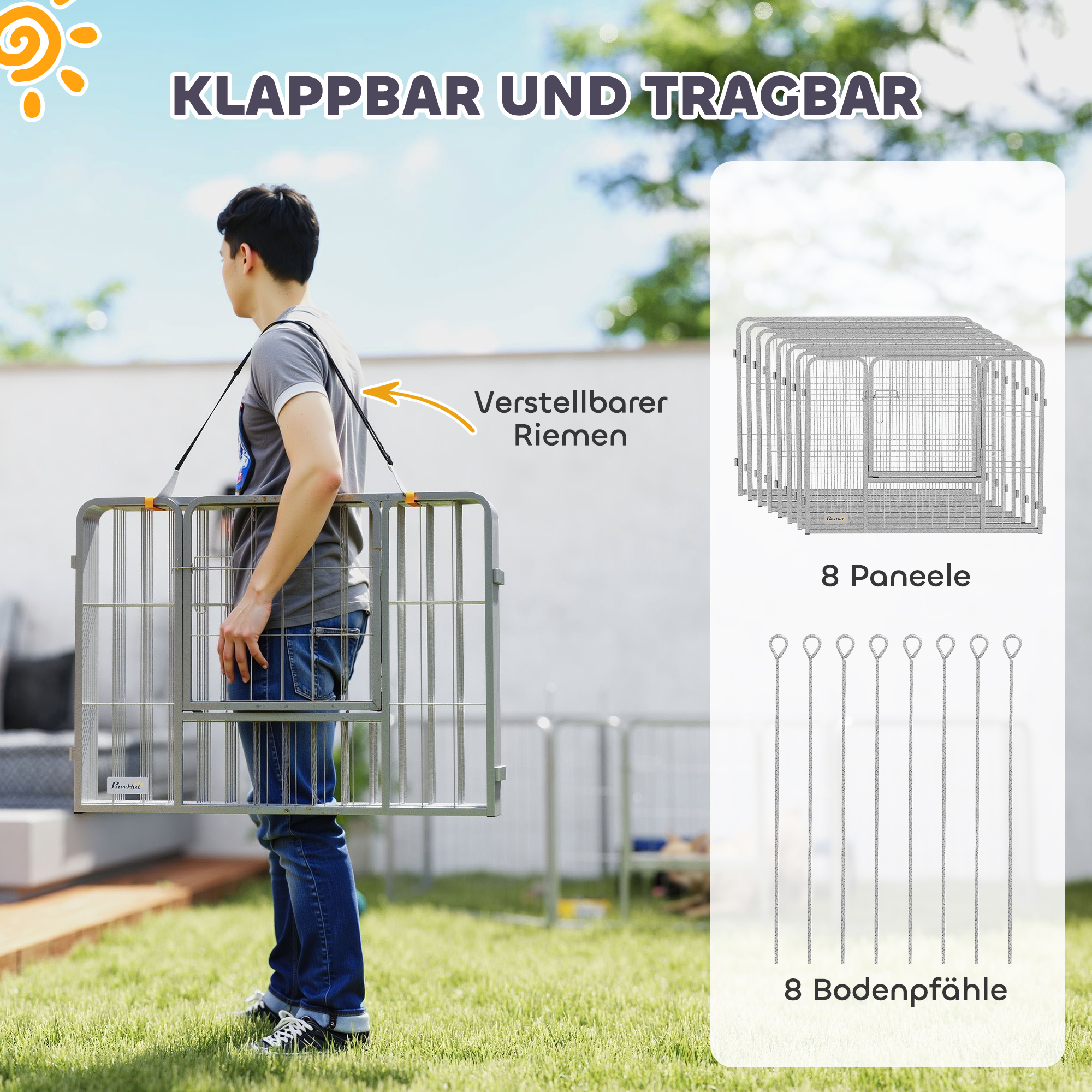 Haustiergehege, Hundezaun, Haustierspielplatz, flexibel anpassbar, rostfreier Stahl