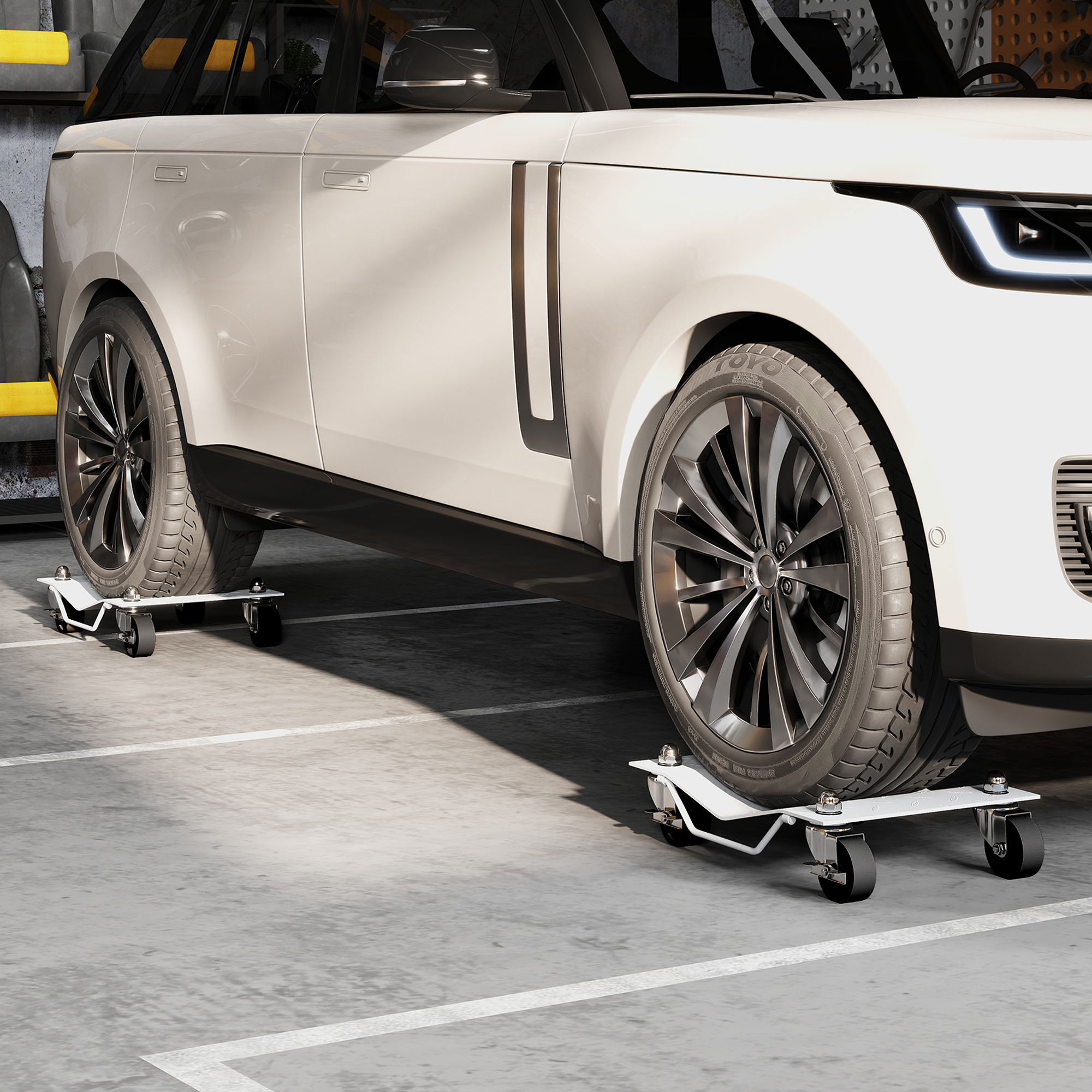 Rangierheber 2 Stücke Rangierhilfe Reifenwechsel Wagenheber mit 4 Rollen für Auto PKW Grau 40,5L x 30B x 13,5H cm