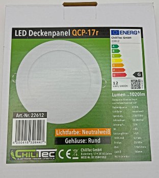 LED Licht-Panel "QCP-17R", Ø 17cm, 230V, 12W, 1020Lumen,4200K / neutralweiß