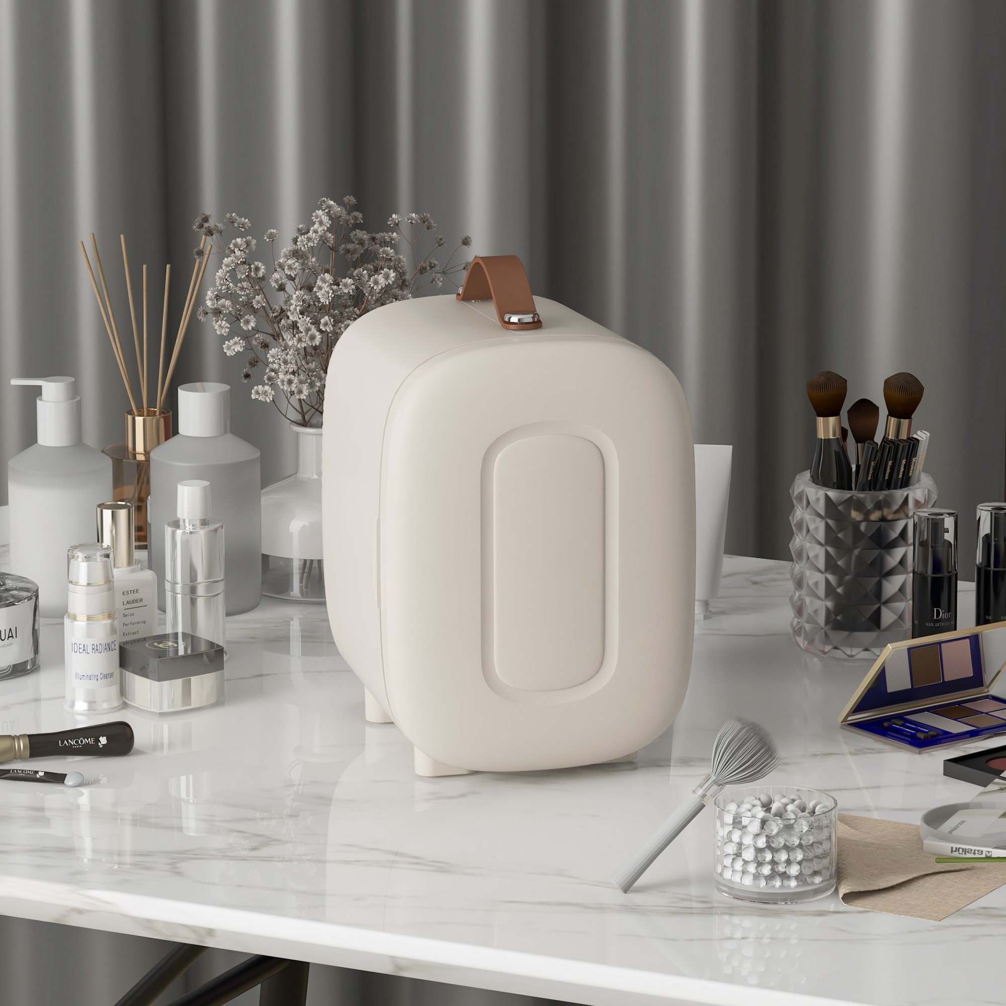 Mini Kühlschrank Kühlschrank Beauty Fridge, 4 L Fassungsvermögen, 20,3 x 26,3 x 28 cm, Cremeweiß