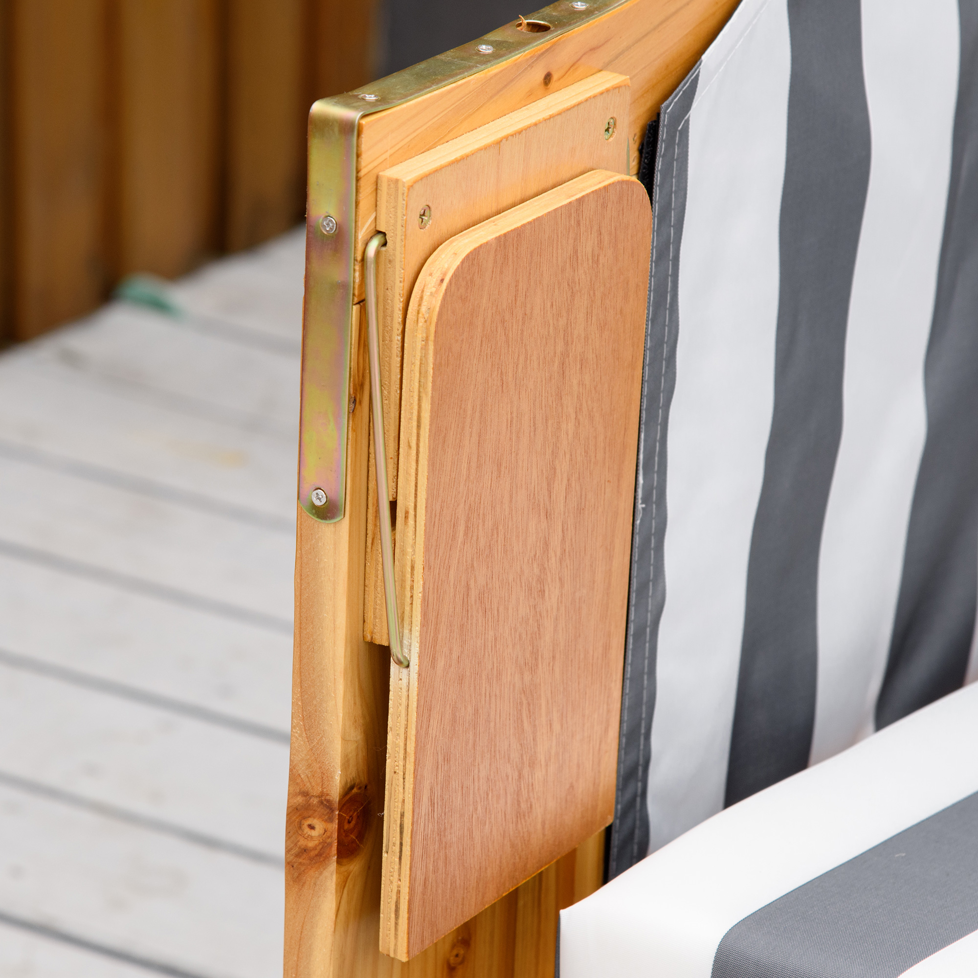 Strandkorb mit Fußstützen, Klapptisch und Nackenrollen, Outdoormöbel, Natur + Grau + Weiß