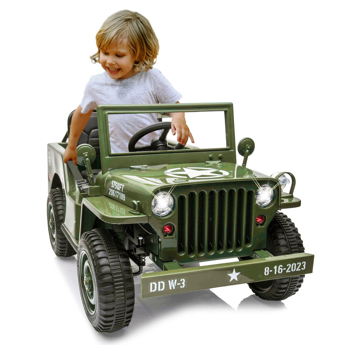 Kinderfahrzeug Jeep Willys MB Army grün