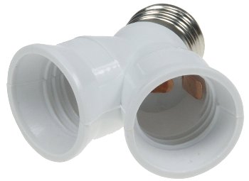 E27-Fassung "Duo", Y-Adapter, Kunststoff, auf 2x E27-Schraubfassungen E27-Fassung "Duo", Y-Adapter, Kunststoff, auf 2x E27-Schraubfassungen