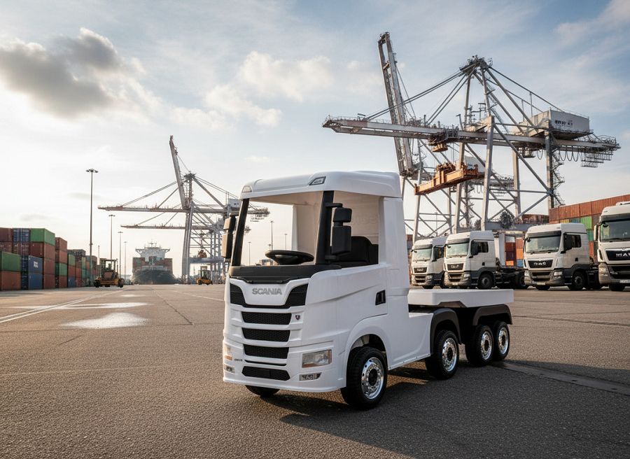 Kinderfahrzeug SCANIA R Series 4 Motoren - mit Hänger - weiß