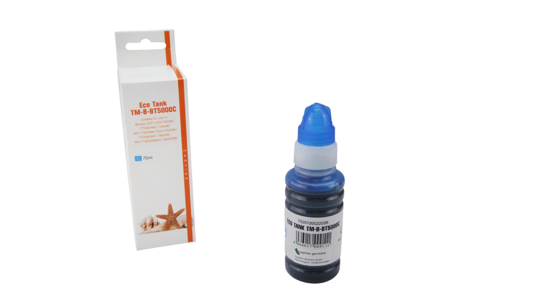 BT5000C Eco Tank Nachfüllflasche cyan für Brother / BT5000C / 70ml