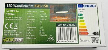 LED Wandleuchte "KWL-158", Anthrazit, IP65, 3W, 172Lm, Kunststoff, warmweiß