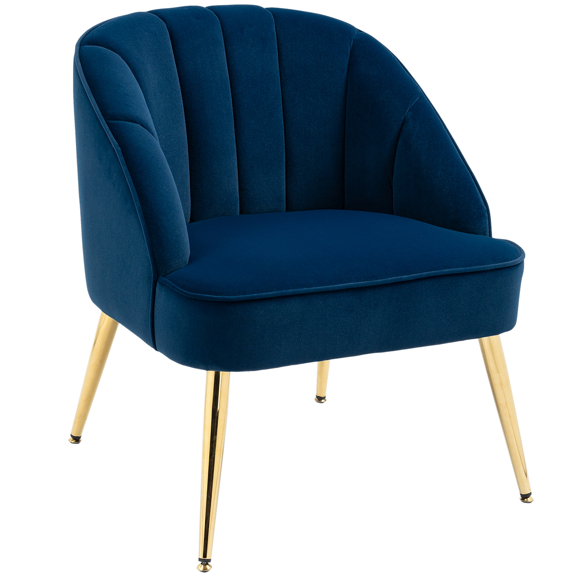 Sessel in Retrodesign, Lesesessel, Akzentsessel, Samtoptik, Blau + Gold