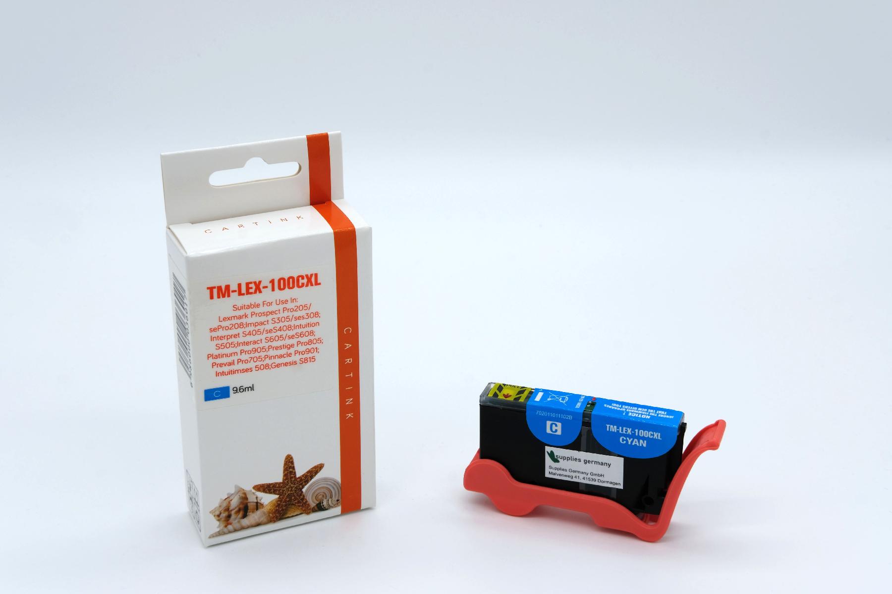 LEX100CXL Refill Tinte cyan für Lexmark / 14N1093E / 9,6ml