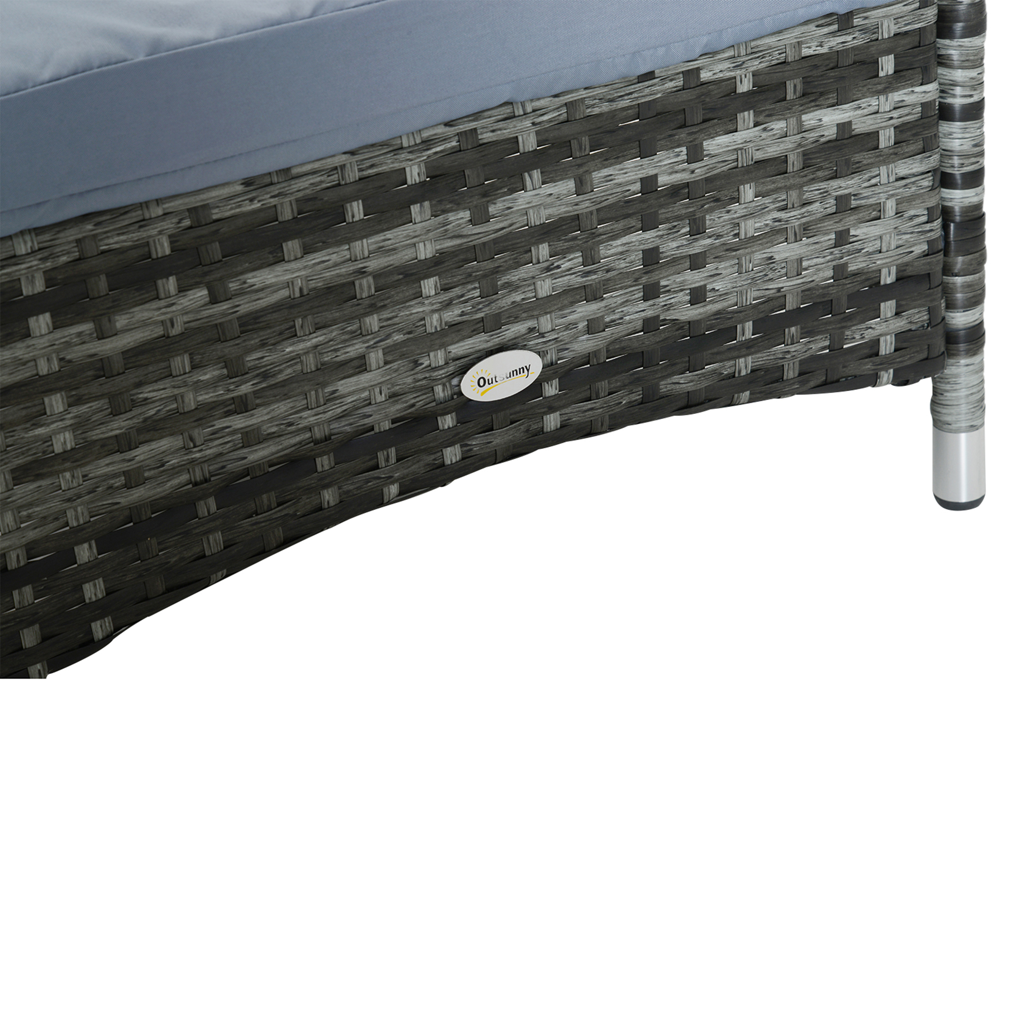 Sonnenliege Polyrattan Gartenliege mit 5-Fach verstellbarer Rücklehne, Polsterauflage, Rollen, Kissen, 160 kg belastbar Relaxliege Liegestuhl für Garten, 200x73x30-103cm, Grau