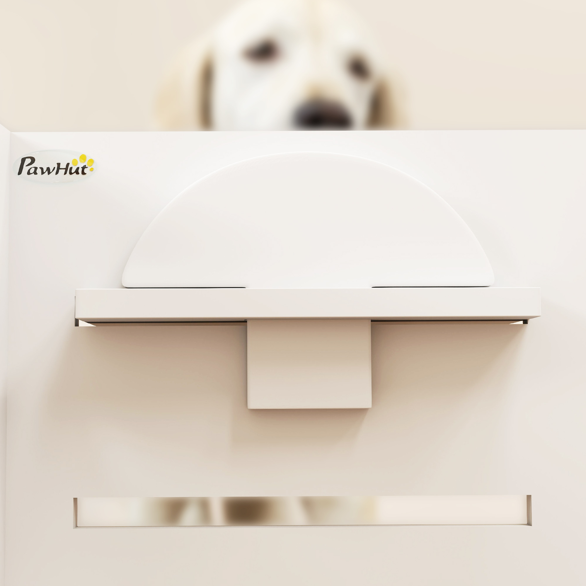 Hundefutternapf-Gestell, verstellbare Futternäpfe mit separatem Design, 2 Edelstahlschüsseln, Anti-Schling-Matte, Weiß