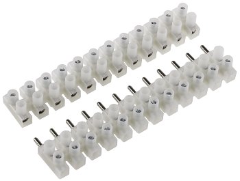 Lüsterklemmen für 2,5-4,0mm², 12 Klemmen, Messingeinsatz, transparent, steckbar