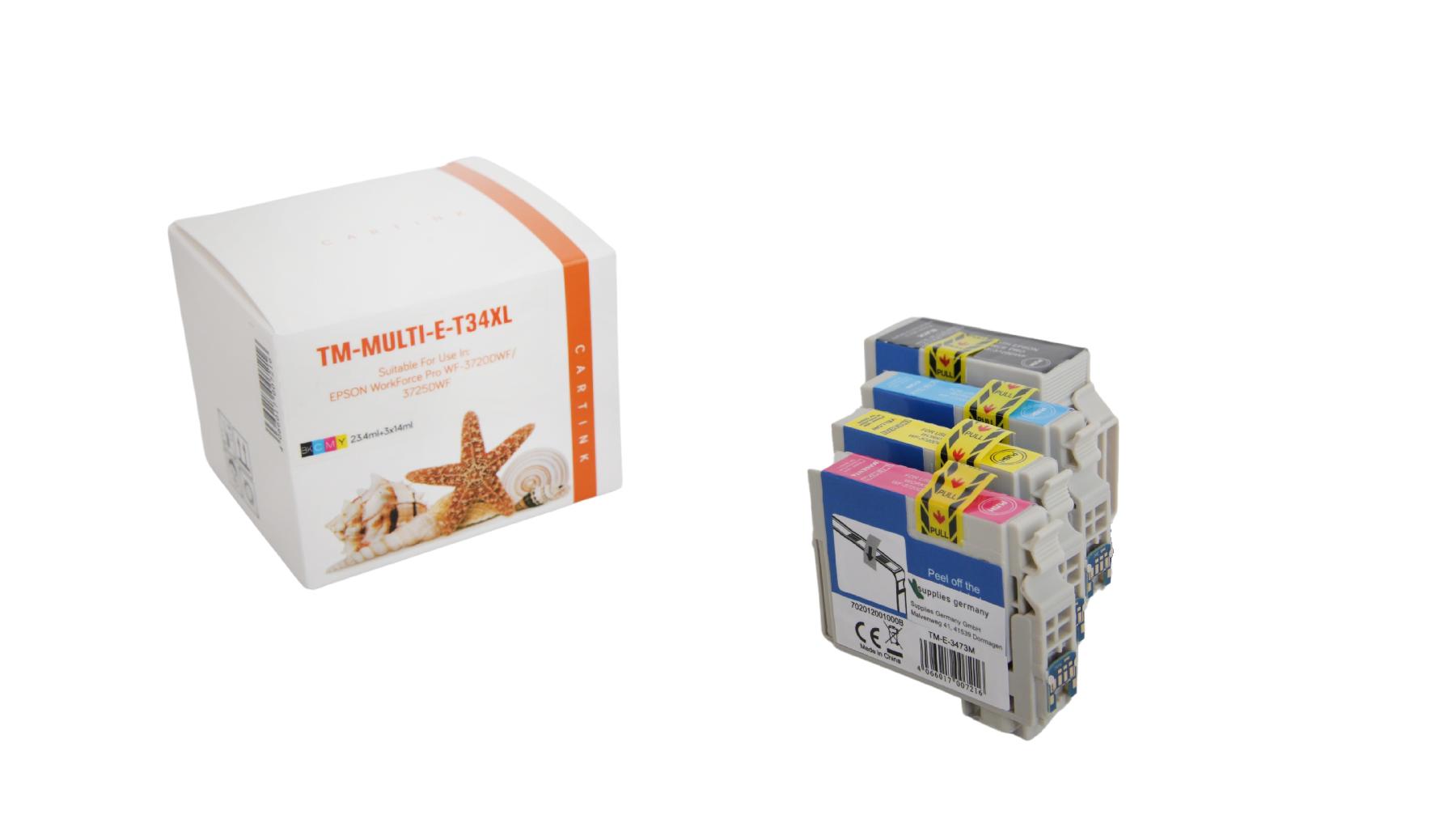 Multipack T34XL alternativ Tinte für Epson / C13T34764010 / BK23,4ml/CMY14ml