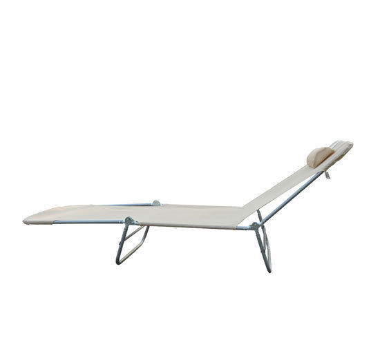 Sonnenliege klappbar Gartenliege mit Kopfkissen Liegestuhl verstellbar mit 5-Fach Campingliege bis 120kg belastbar für Garten, Balkon und Pool geeignet, 4 Farben(Creme)