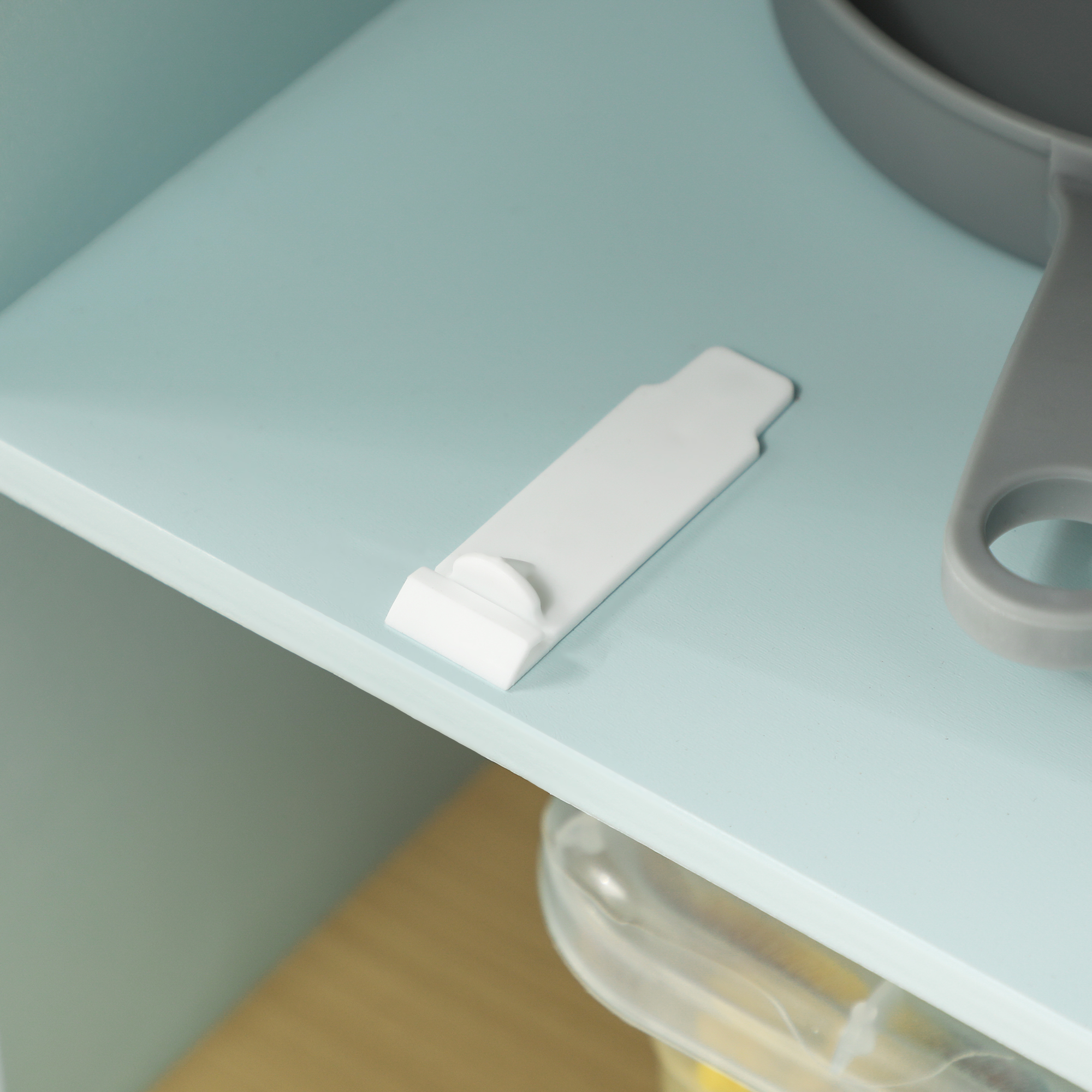 Spielküchen-Set, Kinderküche zum Spielen mit Mikrowelle, Herd und Backofen, Kochutensilien, MDF, Edelstahl, Blau