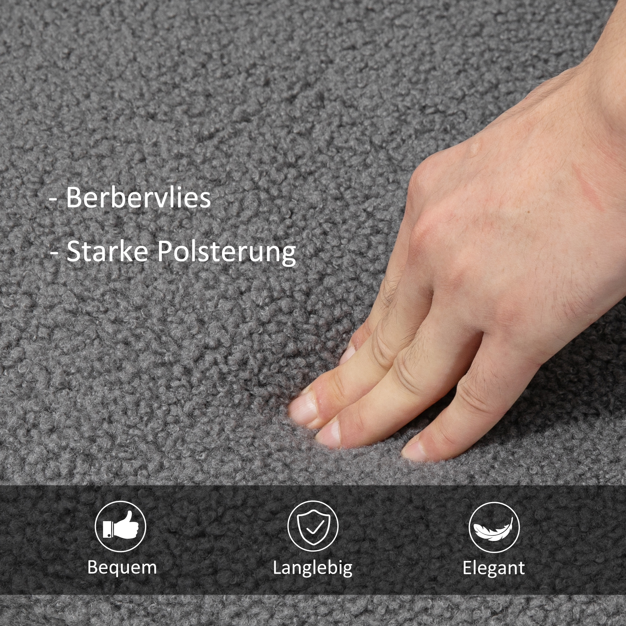 Schaukelstuhl im Retro-Design, Massivholz, Sessel, Relaxsessel, 98 cm x  71 cm x 101 cm, Dunkelgrau