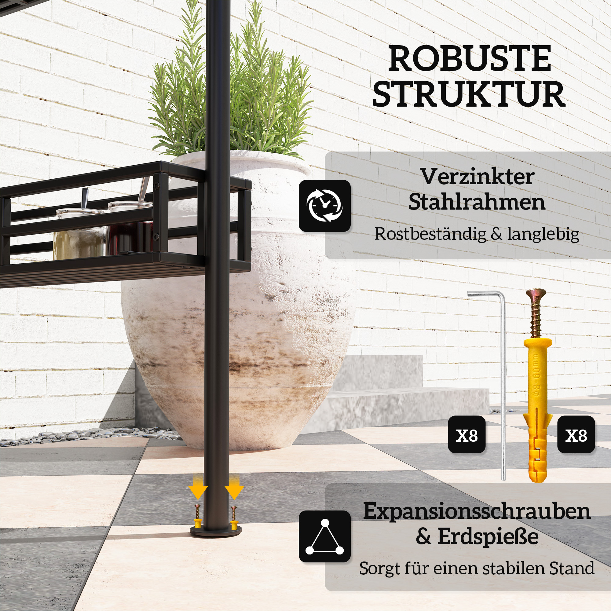 Grill-Zelt, BBQ-Zelt, Gartenpavillon mit 2 Regalen, Aufbewahrungskörbe, Haken, für Terrasse, Beige