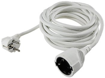 Schutzkontakt-Verlängerung, 5m, weiß, H05VV-F3G 1,5mm² 16A/250V