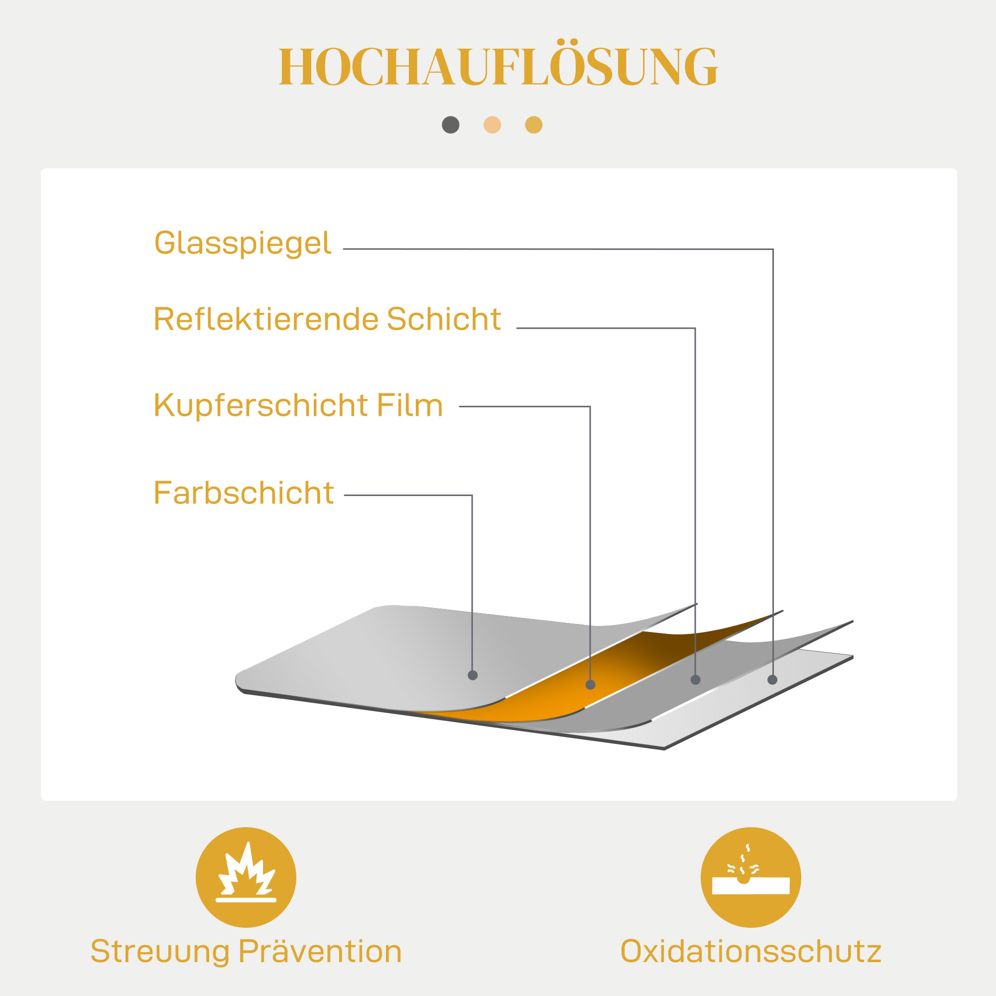 Wandspiegel, stilvoll, 60x3x87cm, Goldton