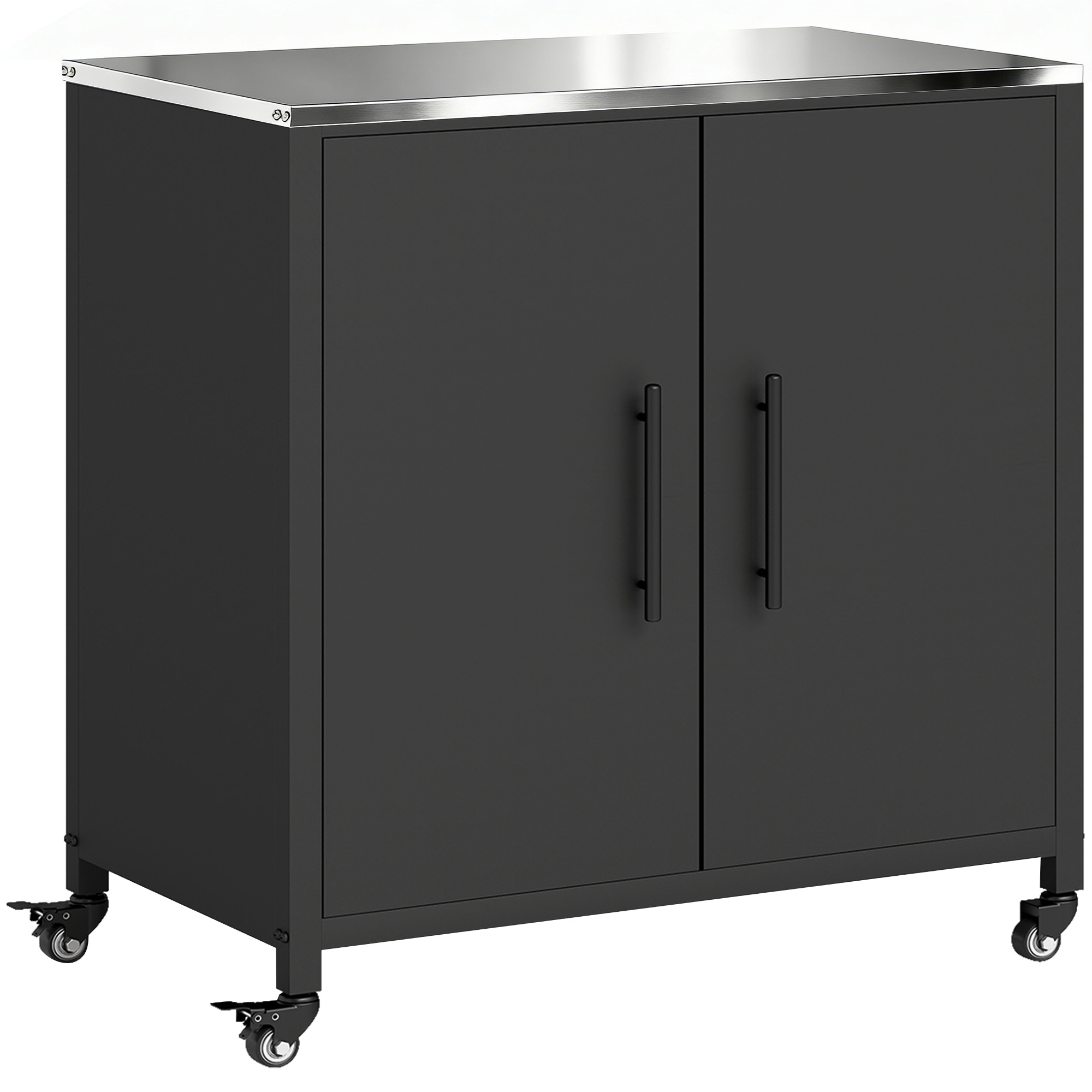 Gartenschrank mit Pflanztisch Geräteschuppen mit Edelstahl Arbeitsplatte abnehmbar Regal magnetisch Doppeltür Rolle