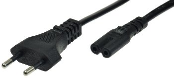 Netzkabel Eurostecker > Doppelnutstecker, H03VVH2-F2G, 0,75 mm², 2,5A/250V, 1,5m