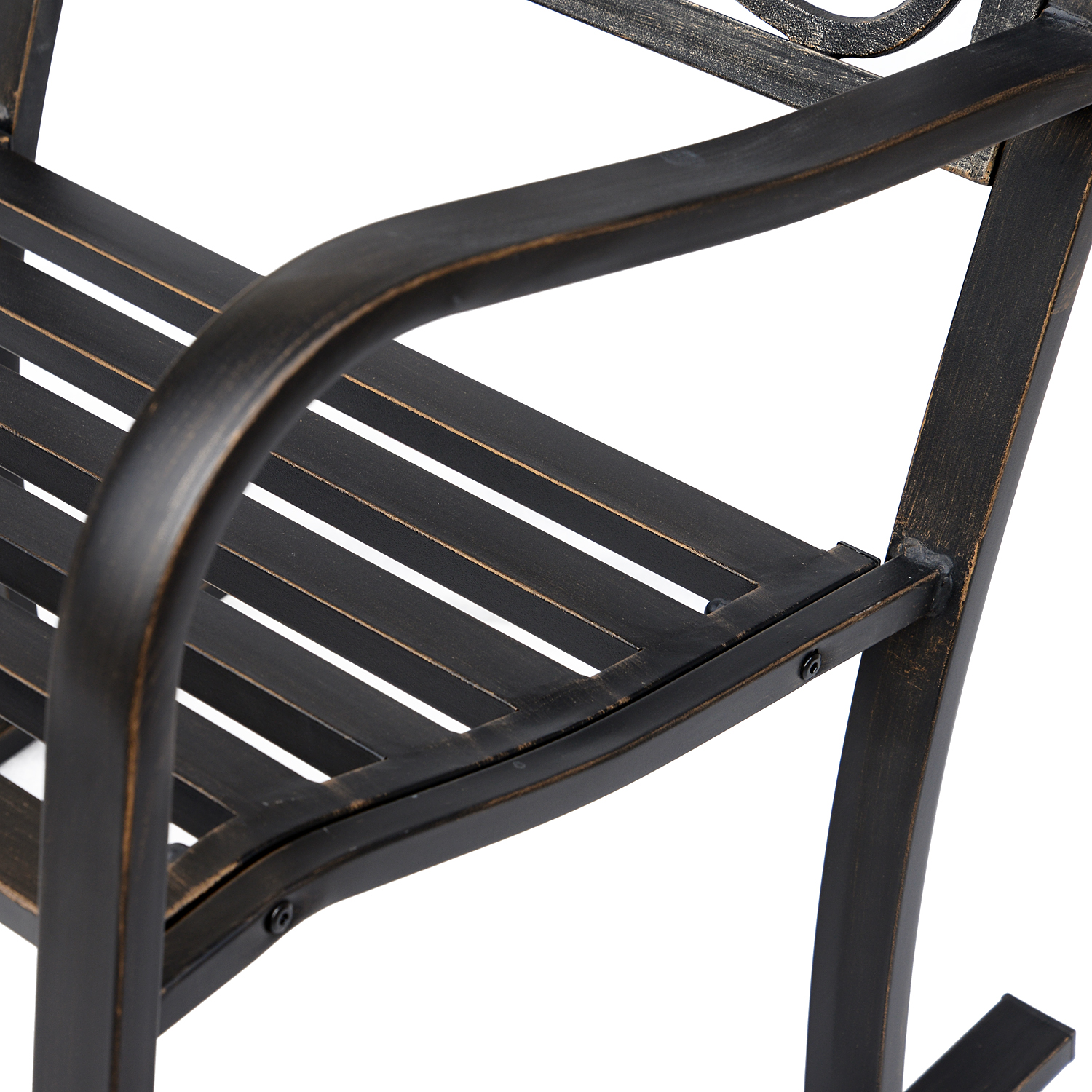 Schaukelstuhl Gartenstuhl Schwingsessel antik Garten Metall Bronze B60 x T73 x H85cm