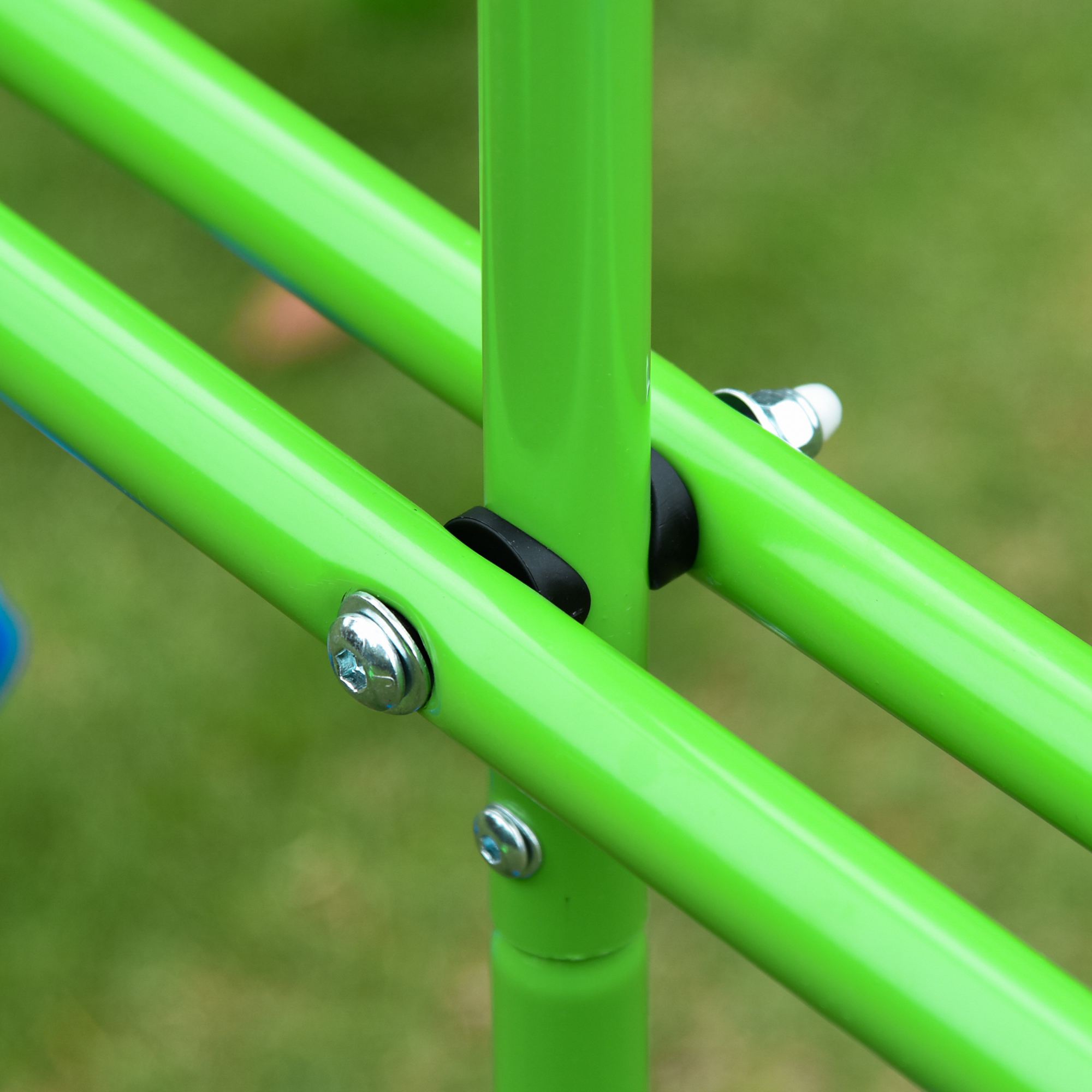 Schaukelgestell, Outdoor-Schaukelgerüst mit 2 Schaukeln, Wippe, Kinderschaukel mit Metallgestell, Grün