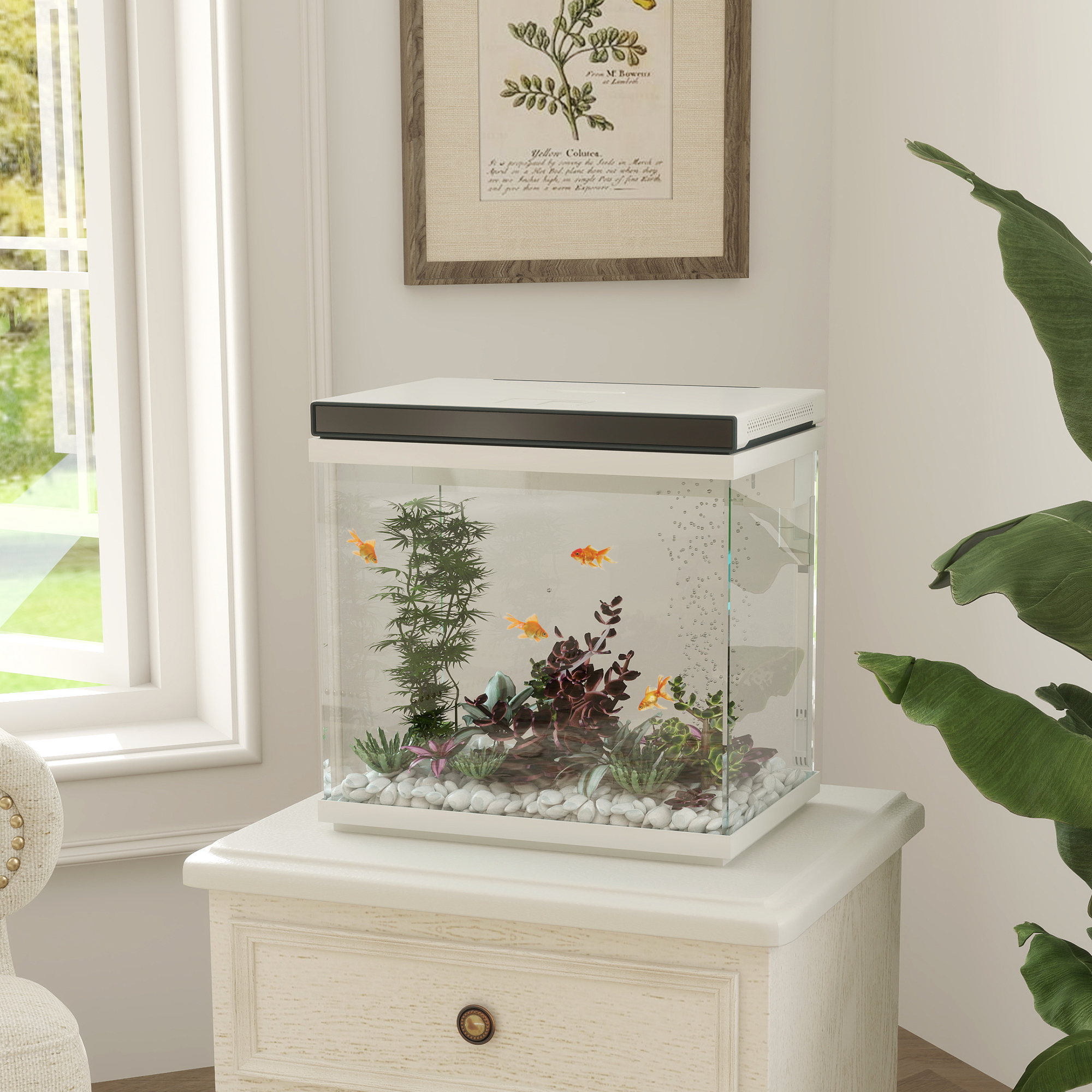 26 Liter Aquarium mit Filter, LED-Beleuchtung, Wasserpumpe, für verschiedene Fischarten, ca. 38 x 26 x 38 cm