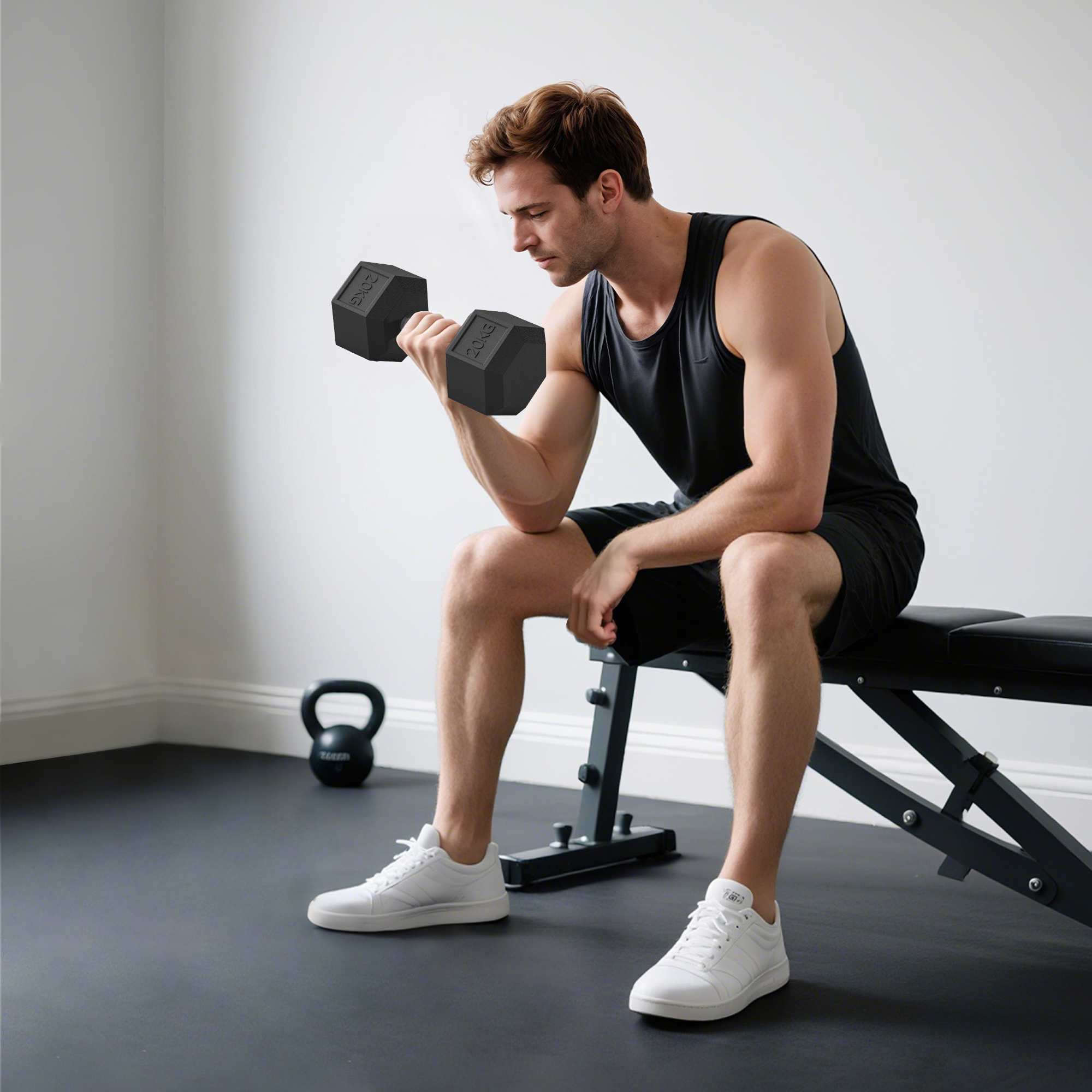 Hanteln mit gerändeltem Griff, Kurzhantel aus Gusseisen, 1 x 20kg, Kurzhanteln für Männer und Frauen, Dumbbell für Zuhause, Fitnessstudio, Krafttraining