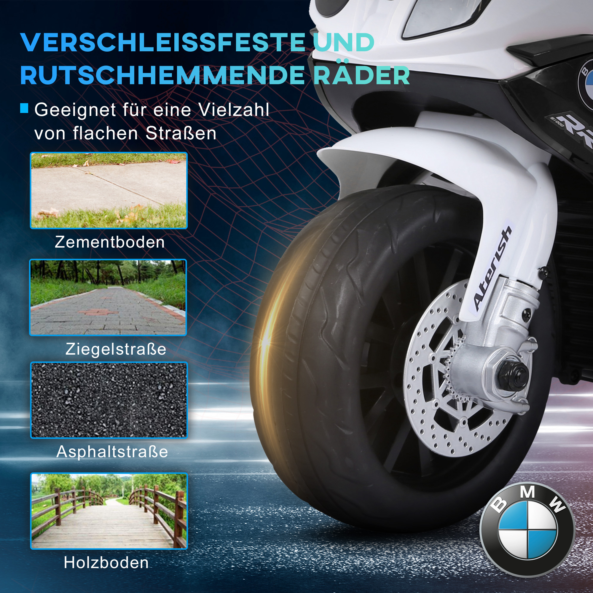 Elektro Kindermotorrad BMW S1000RR Elektromotorrad mit Musik, Scheinwerfer, Kinder Elektro Motorrad für Kinder von 18-36 Monaten Schwarz