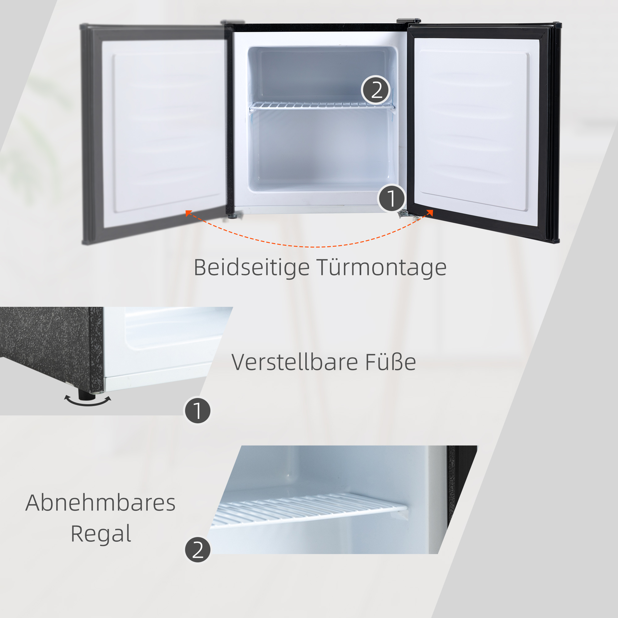 Mini-Gefrierschrank 35 L Gefrierbox elektrisch freistehend 45 W Mini Gefriertruhe Minikühlschrank 41dB -14 bis -24? 5-stufige Temperaturregelung 47 x 44,2 x 48,8 cm Schwarz