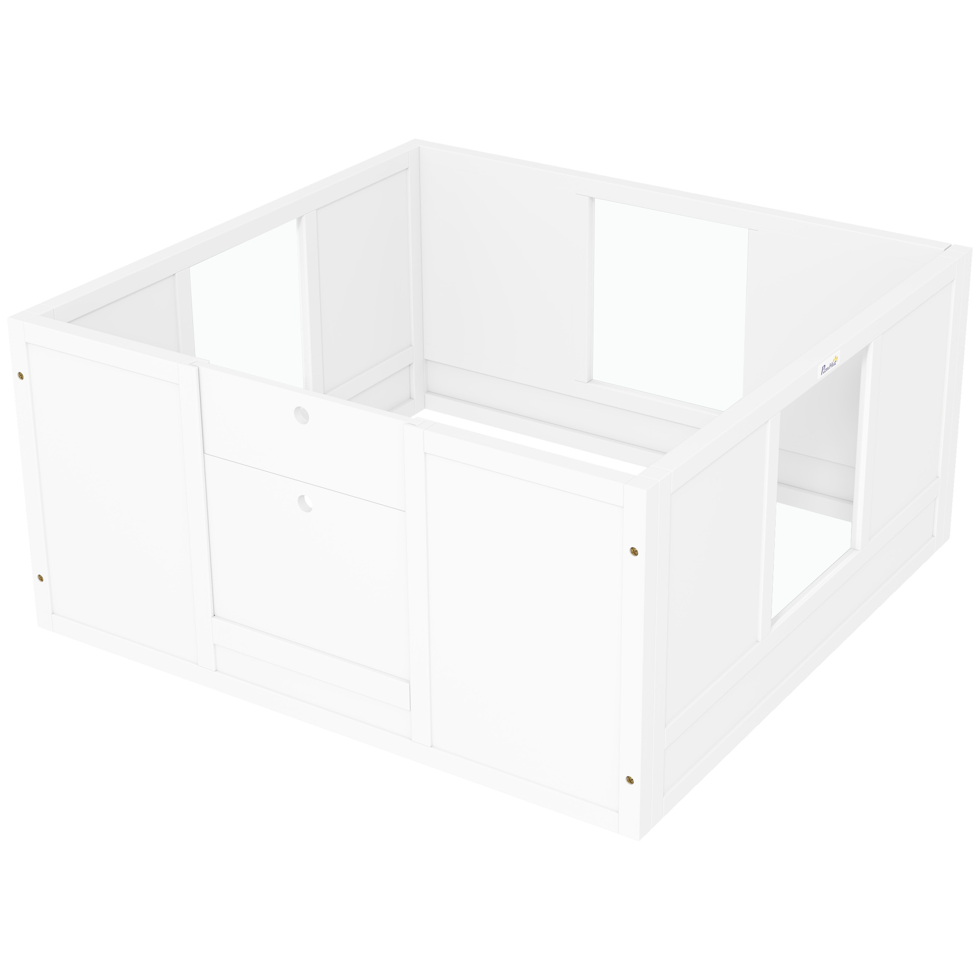 Welpenbox für kleine und mittelgroße Hunde, Hunde-Wurfbox mit anpassbarem Eingang, rutschfesten Fußpads, Weiß