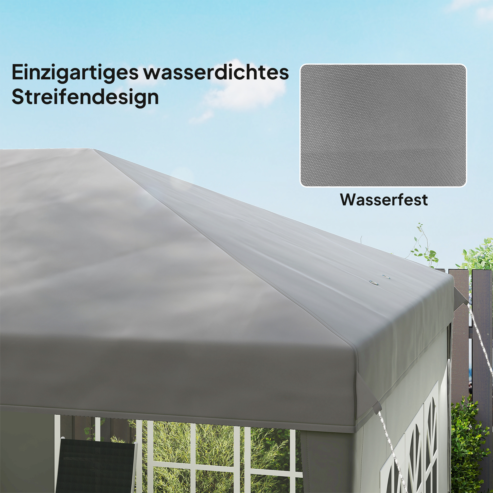 Pavillon ca. 3x6m Wasserdicht Pop-up Faltpavillon mit 4 Seitenwänden, Fenster UV-Schutz Tragetasche Grau
