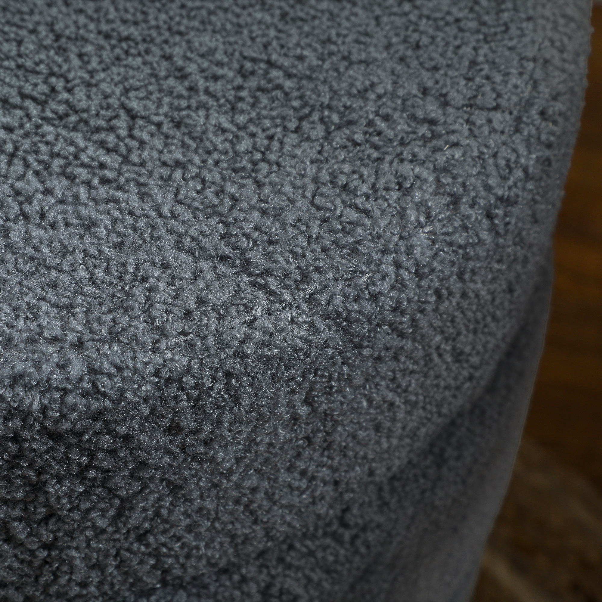 Hocker, rund, Teddyfleece, bis 120kg, ?40x45H cm, Dunkelgrau