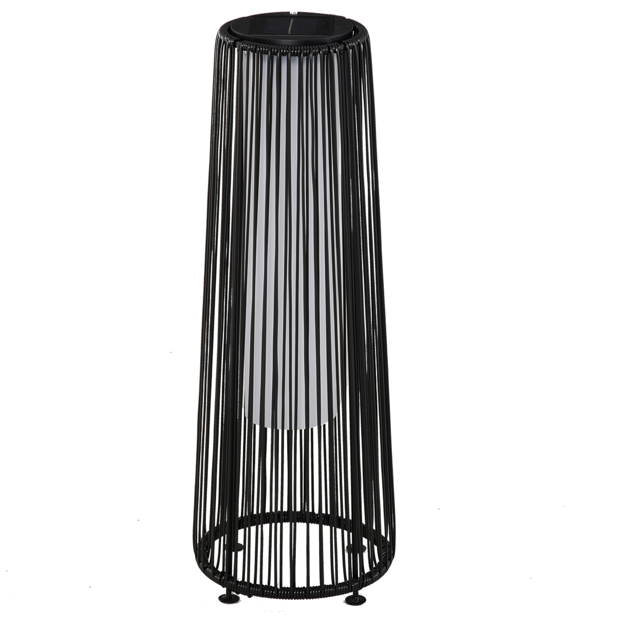 Gartenleuchte, Außenlampe, solarbetrieben, 8 Stunden Betrieb, Rattanoptik, schwarz, 21,5 x 21,5 x 61 cm