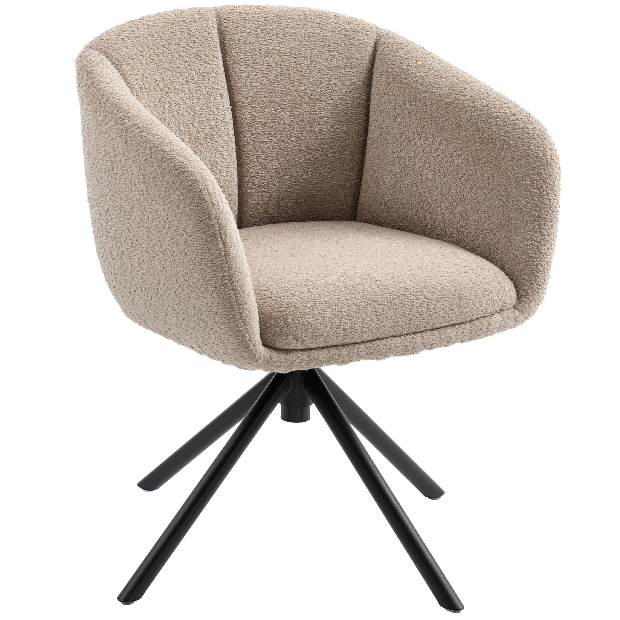 Sessel, Polsterstuhl mit bequemer Sitzschale, drehbar, kuscheliger Bezug, bis 120 kg, Hellbraun