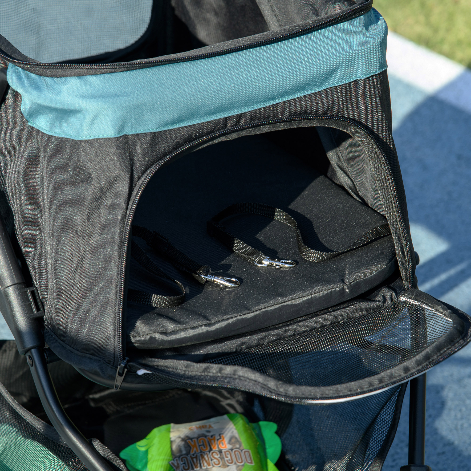 Haustierbuggy Hundebuggy bis 10kg klappbar Sicherheitsleine Handgriff Regenschutz Aufbewahrungskorb Blau + Schwarz