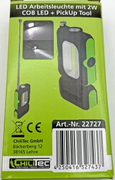 LED Arbeitsleuchte "CAL-COB Flexi", 3W, 220Lumen, Haken, Magnetfuß, PickUp